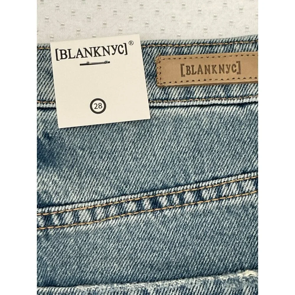 Blank NYC Revolve Distressed Denim Mini Skirt Size 28 NWT